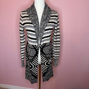 Striped Black and White Cardigan Sweater